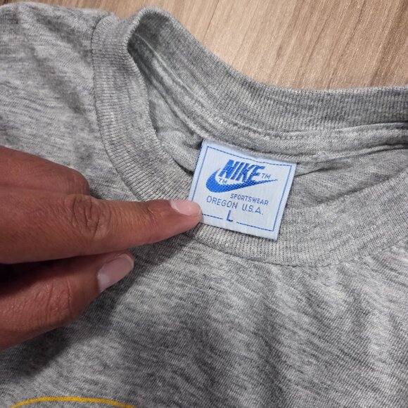 Vintage "Nike" T Shirt Men L Gray Short Sleeve Athletic West 80s Spain - Picture 4 of 9